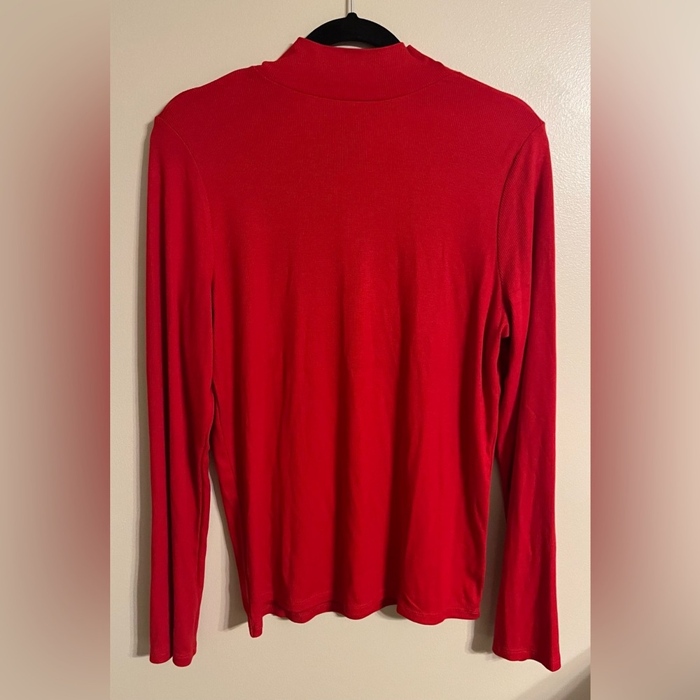Lou & Grey Mock Neck Long Sleeved Women’s Shirt Size XL Red Holiday